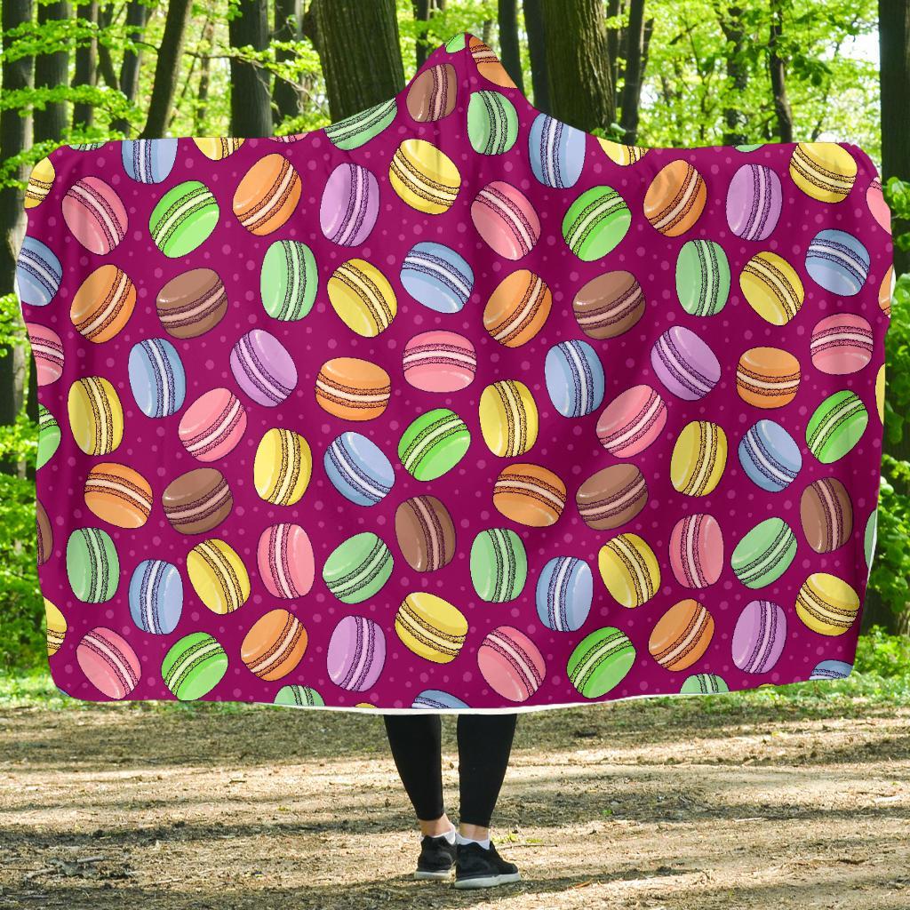 Macaron Sweet Print Pattern Hooded Blanket-grizzshop