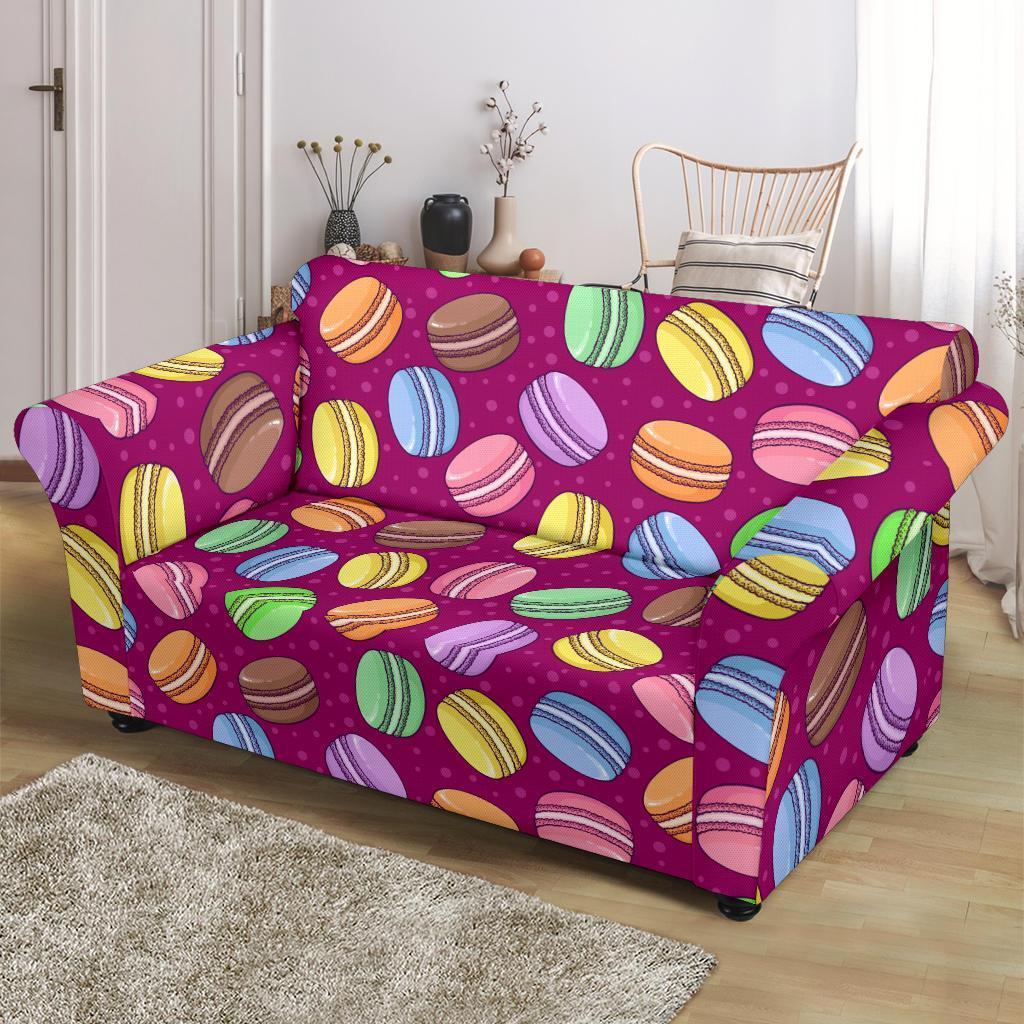 Macaron Sweet Print Pattern Loveseat Cover-grizzshop