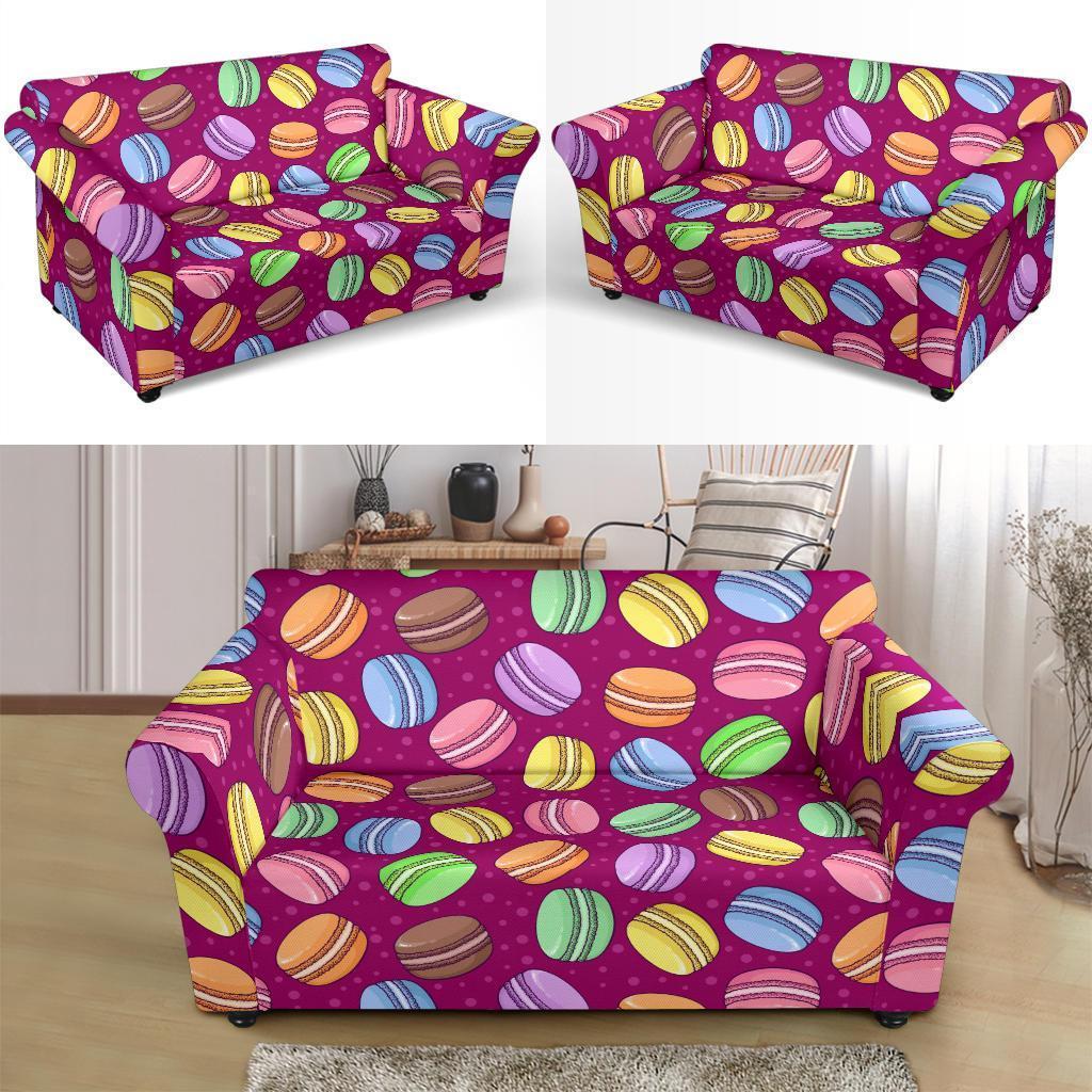 Macaron Sweet Print Pattern Loveseat Cover-grizzshop