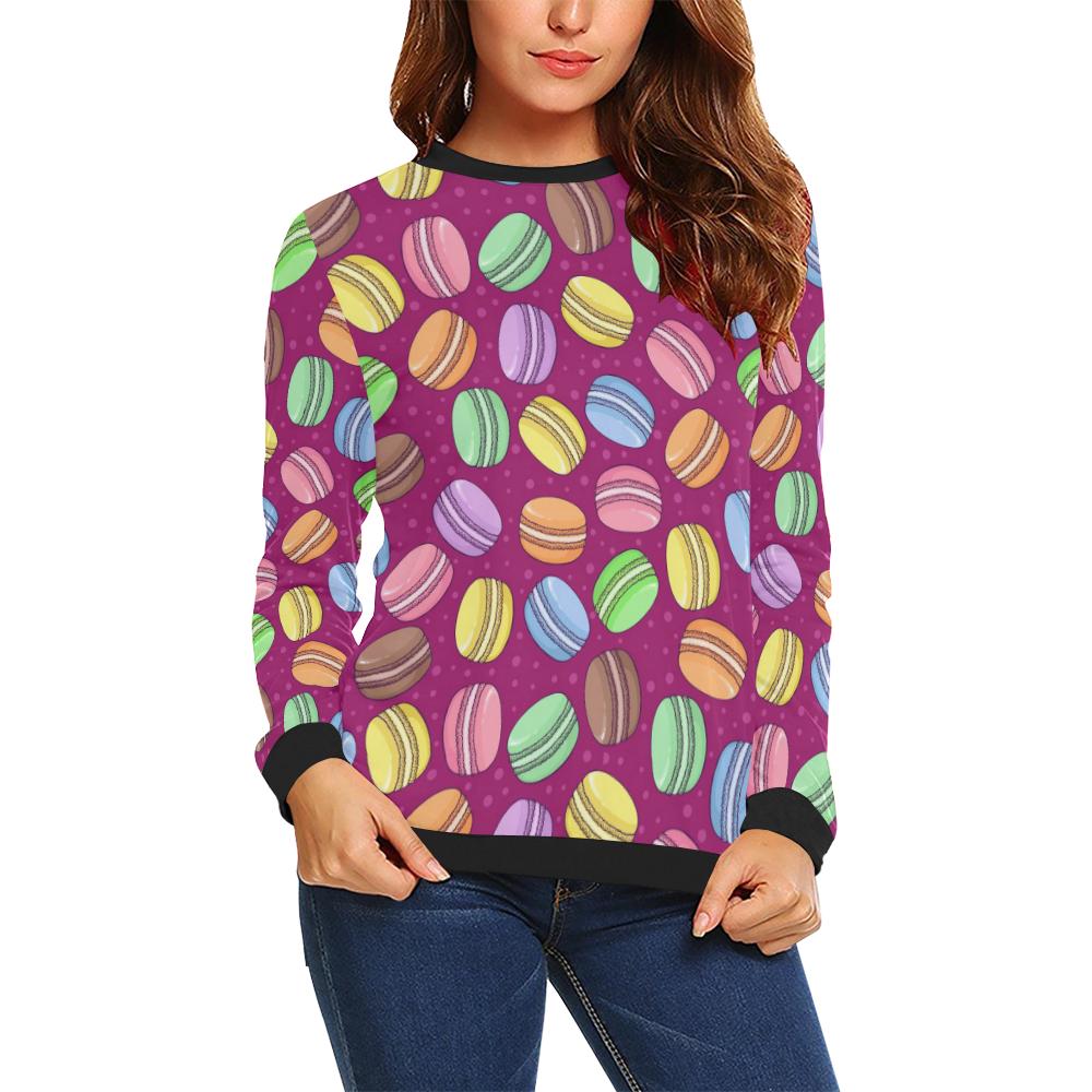 Macaron Sweet Print Pattern Women Crewneck Sweatshirt-grizzshop