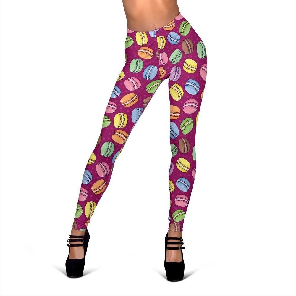 Macaron Sweet Print Pattern Women Leggings-grizzshop