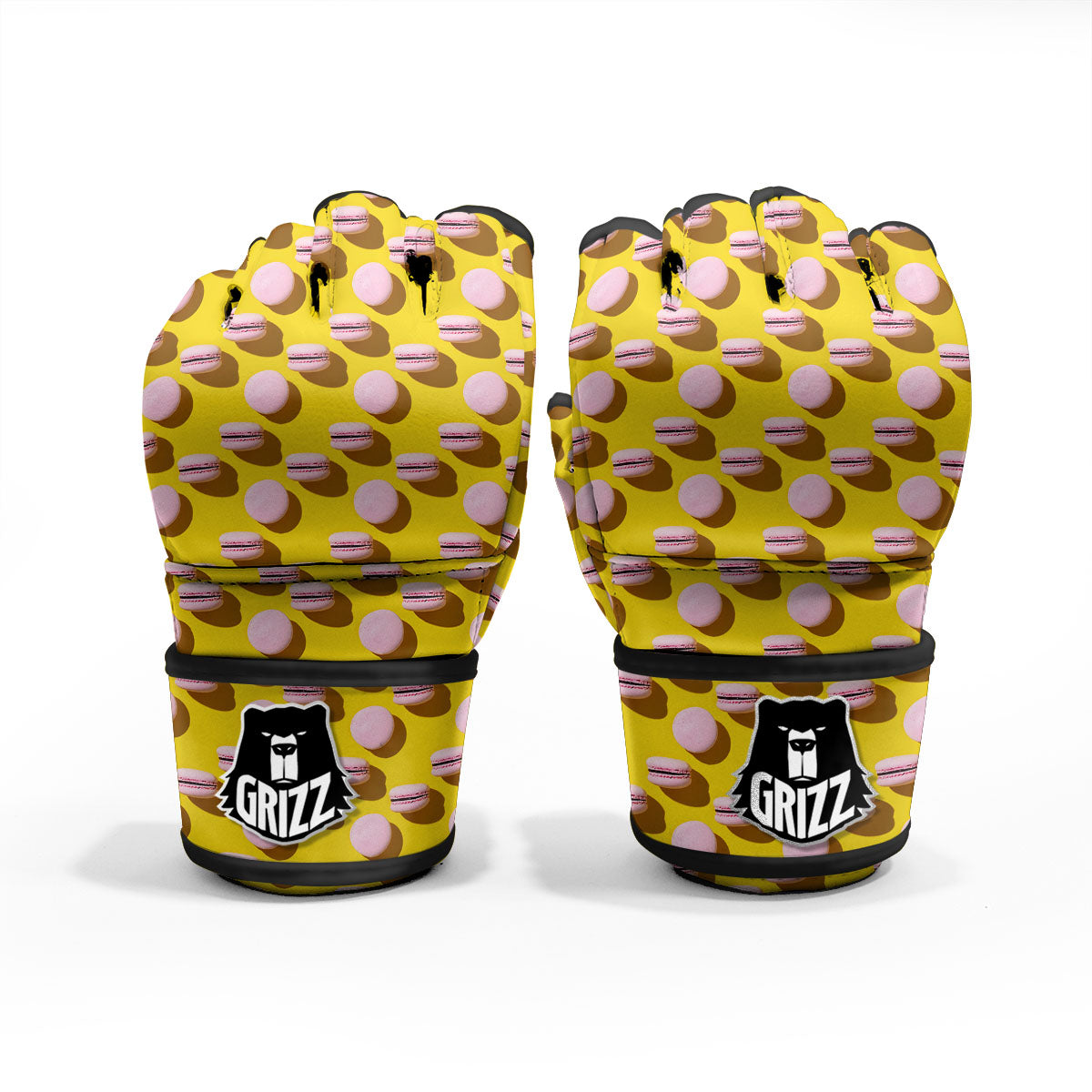 Macaron Yellow And Pink Print Pattern MMA Gloves-grizzshop