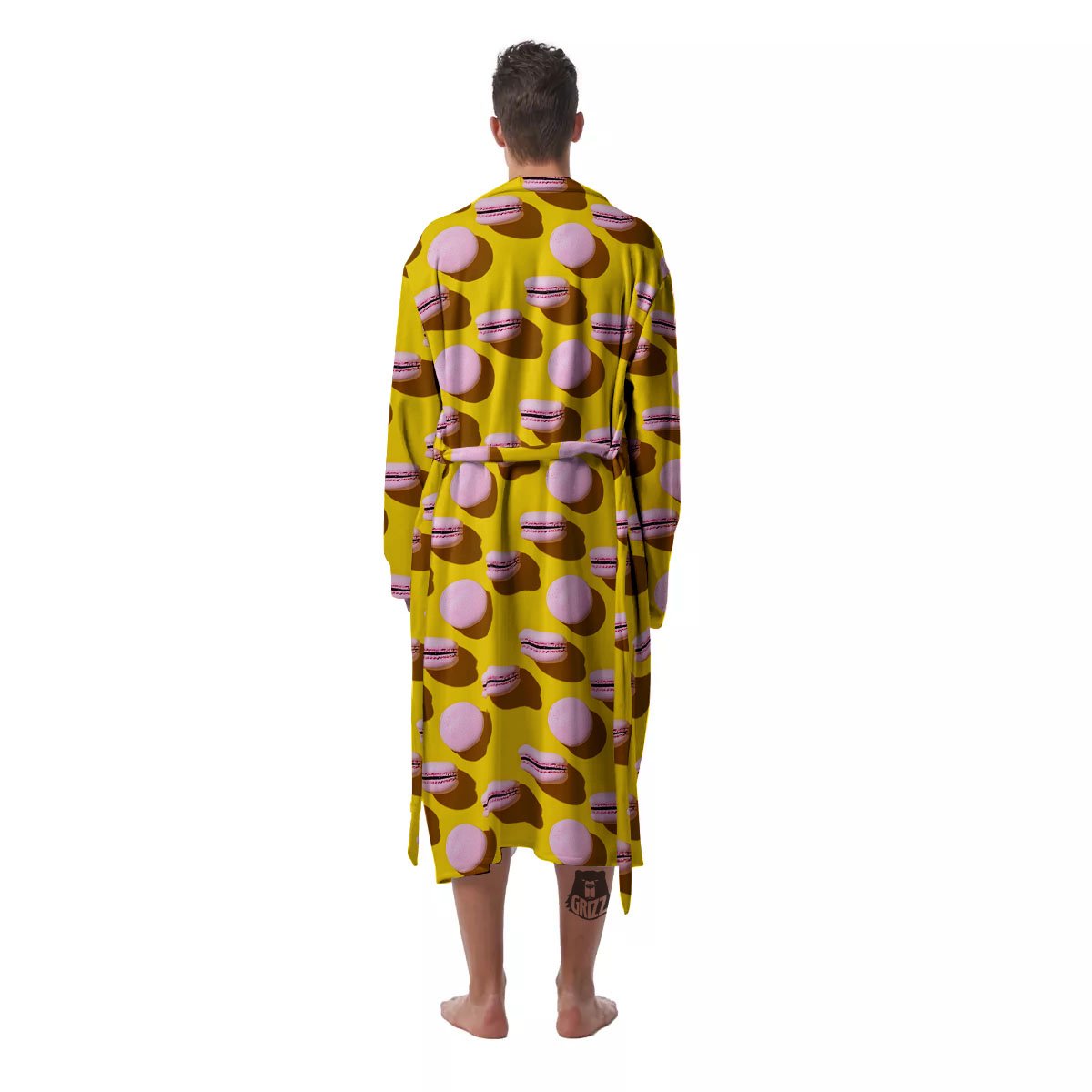 Macaron Yellow And Pink Print Pattern Men's Robe-grizzshop