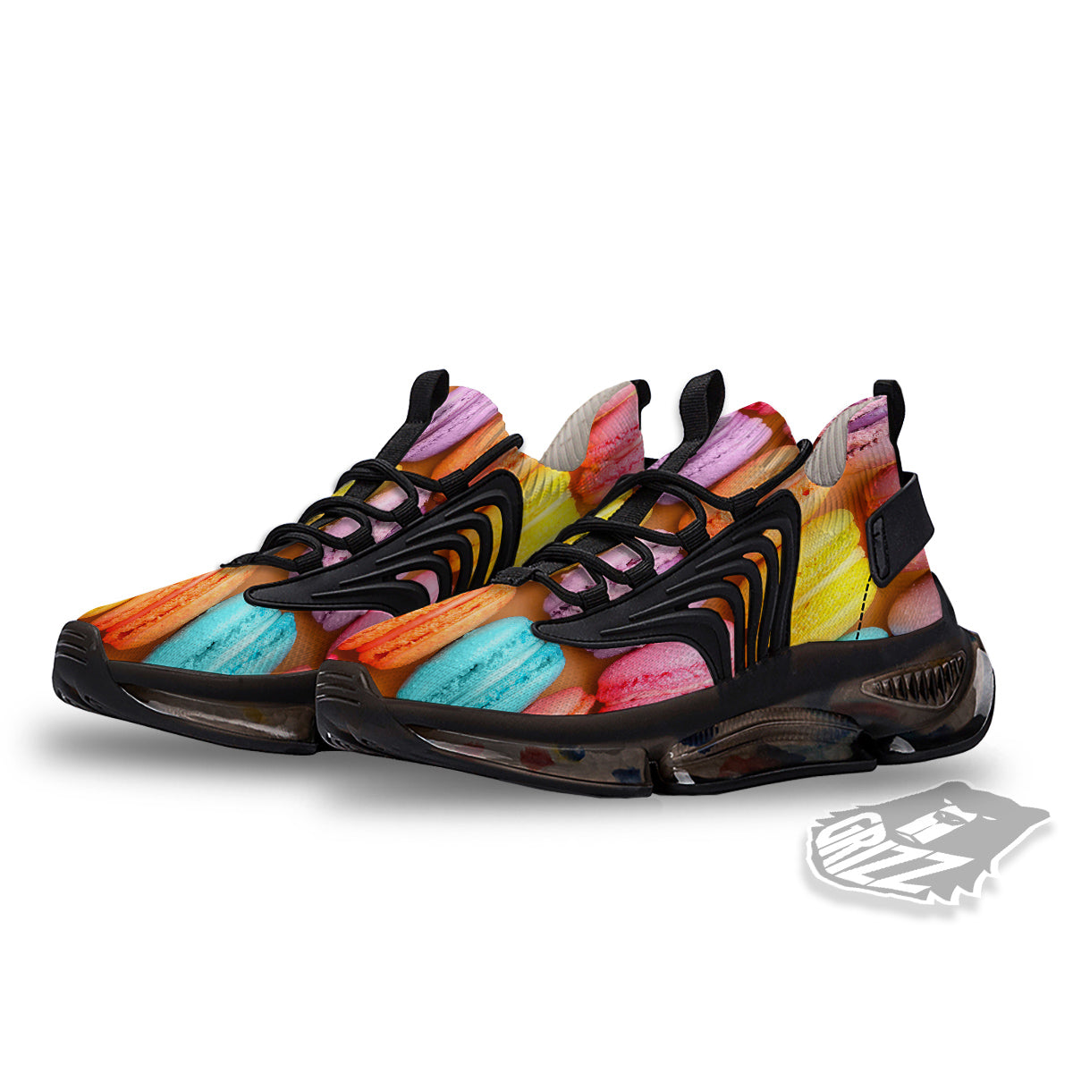 Macarons Colorful Print Black Gym Shoes-grizzshop