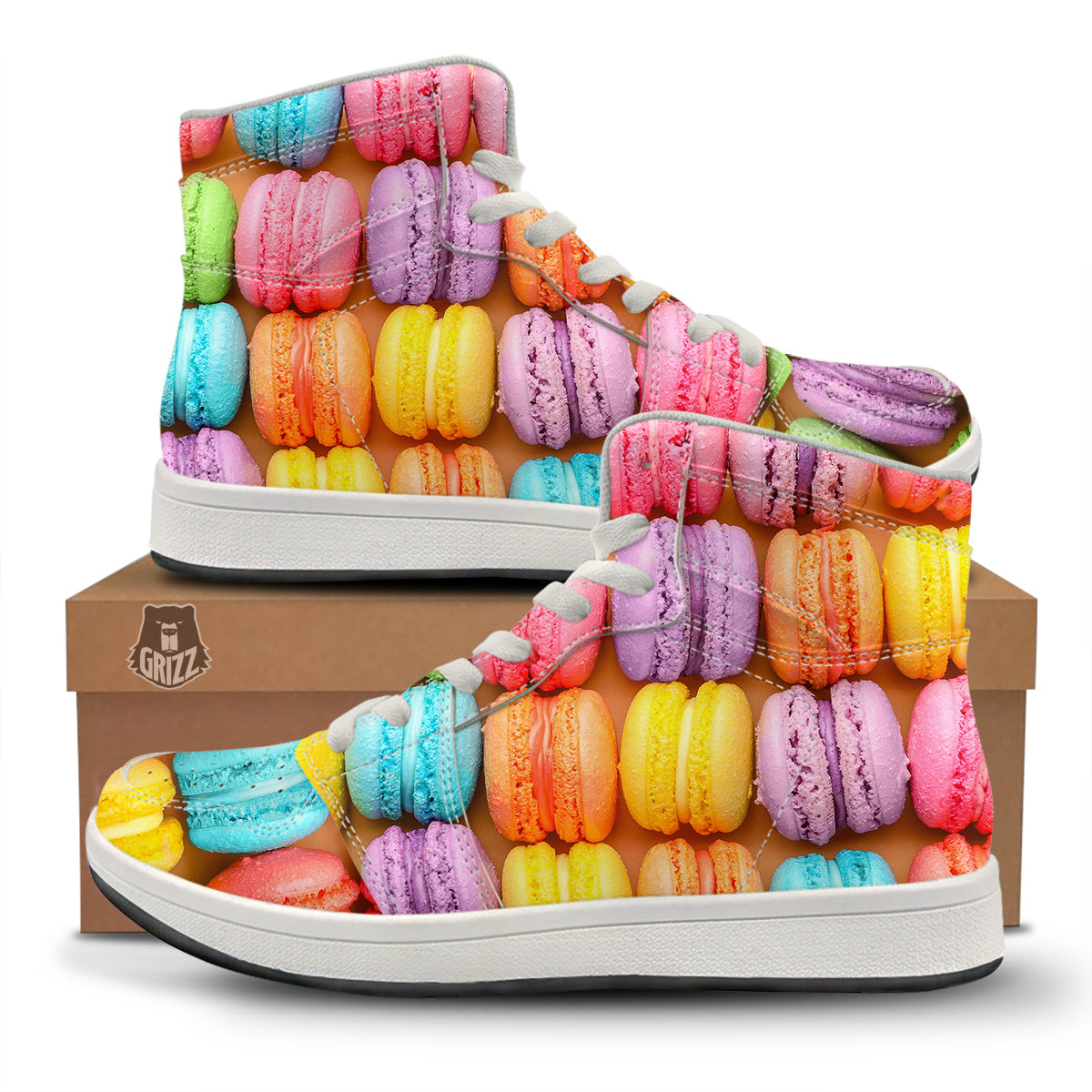 Macarons Colorful Print High Top Sneakers-grizzshop
