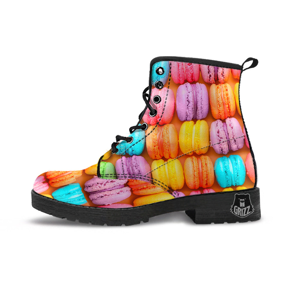 Macarons Colorful Print Leather Boots-grizzshop