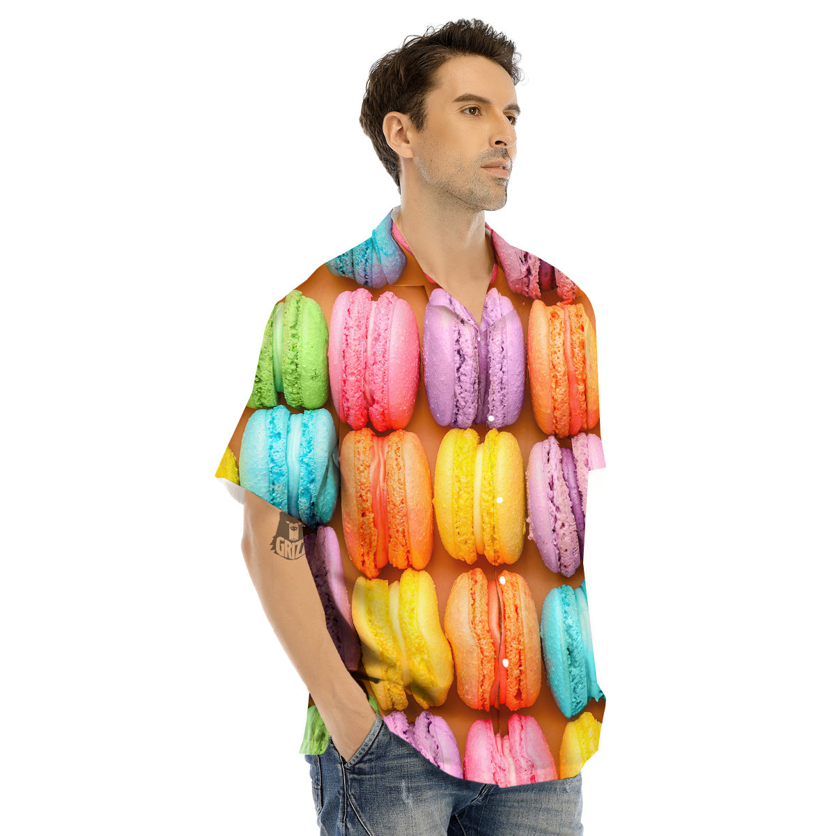 Macarons Colorful Print Men's Hawaiian Shirt-grizzshop