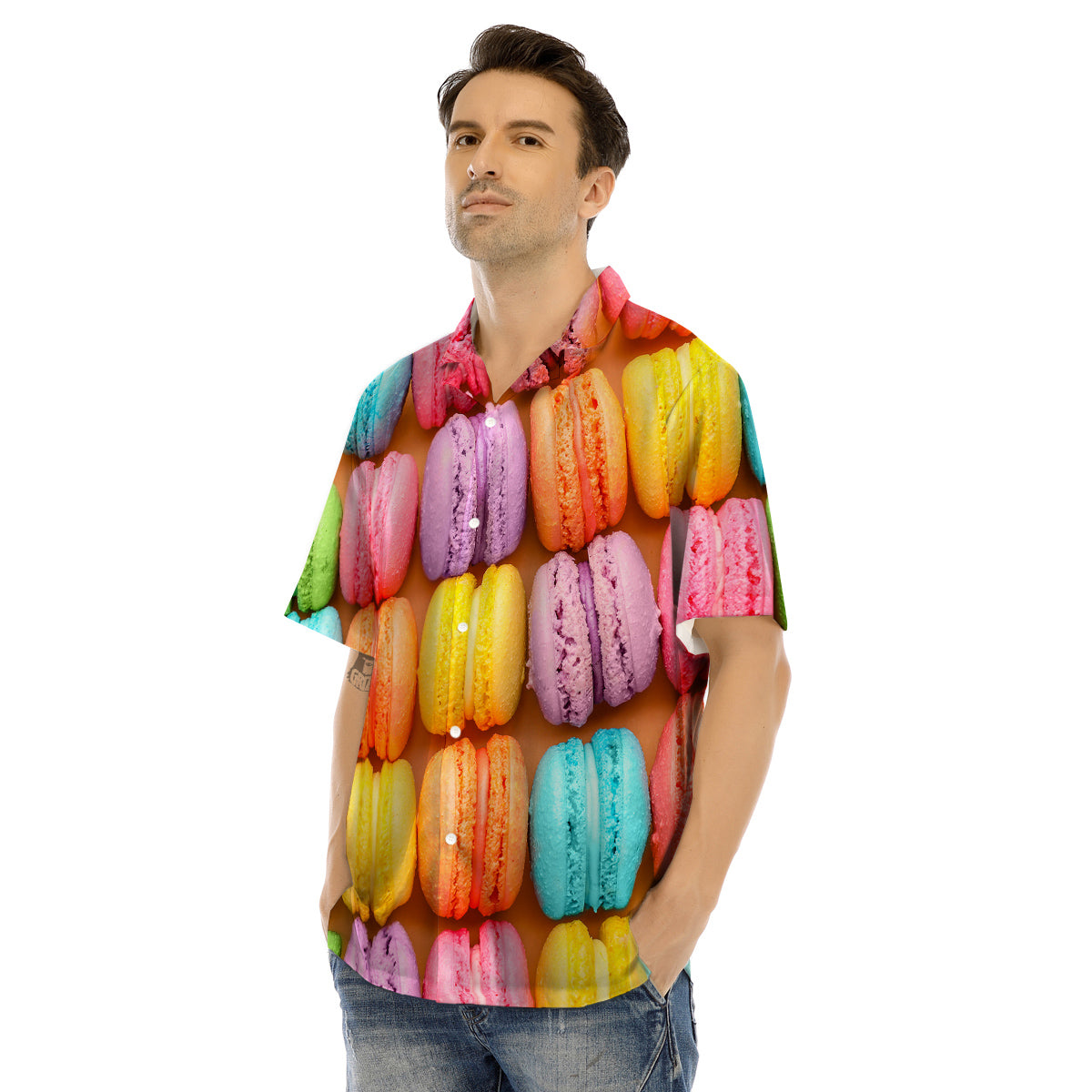 Macarons Colorful Print Men's Hawaiian Shirt-grizzshop