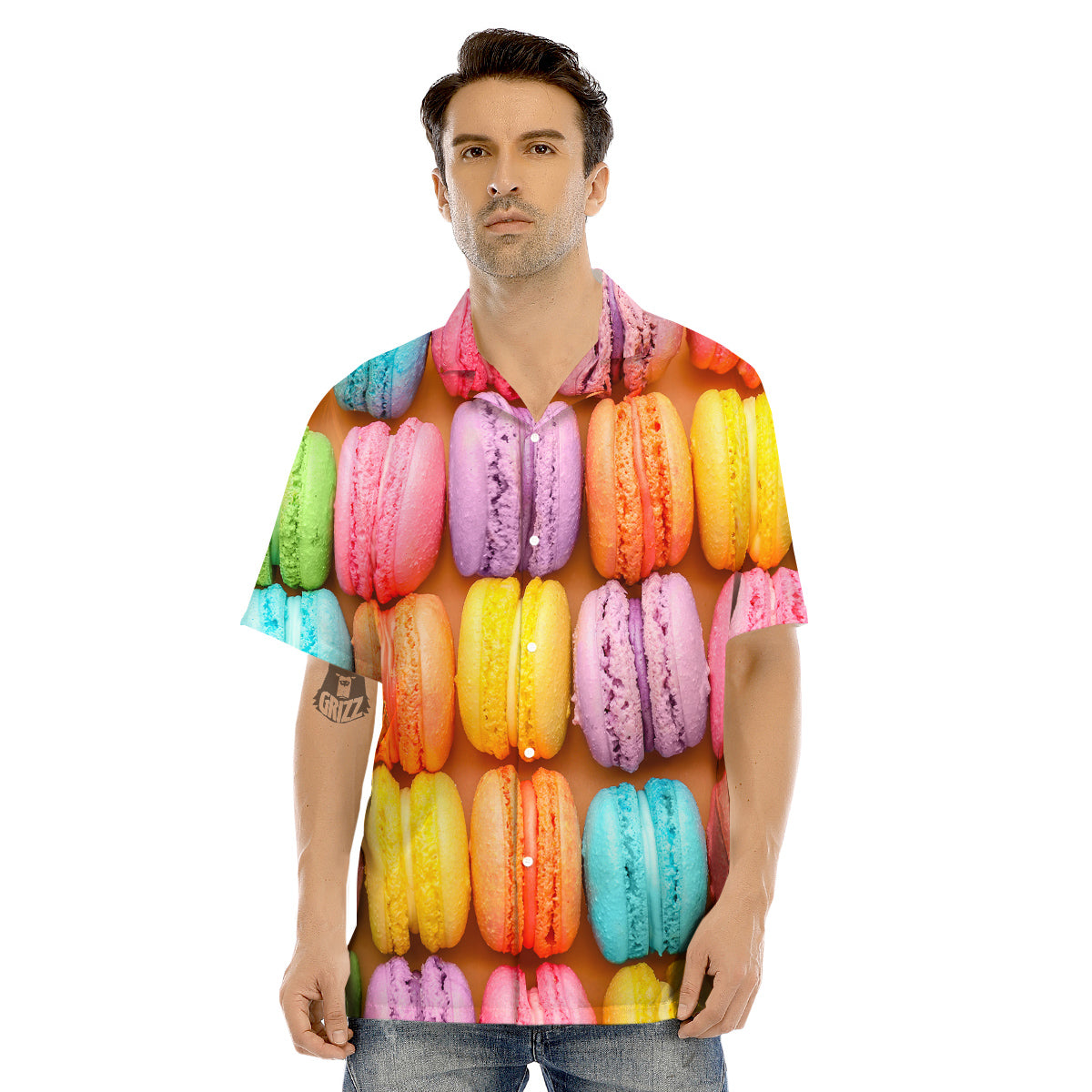 Macarons Colorful Print Men's Hawaiian Shirt-grizzshop