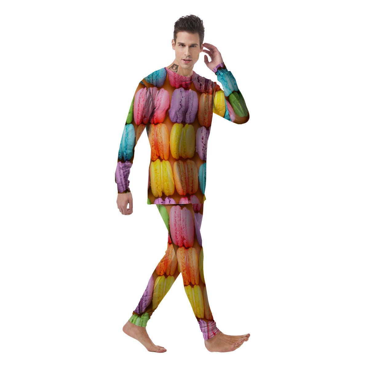 Macarons Colorful Print Men's Pajamas-grizzshop