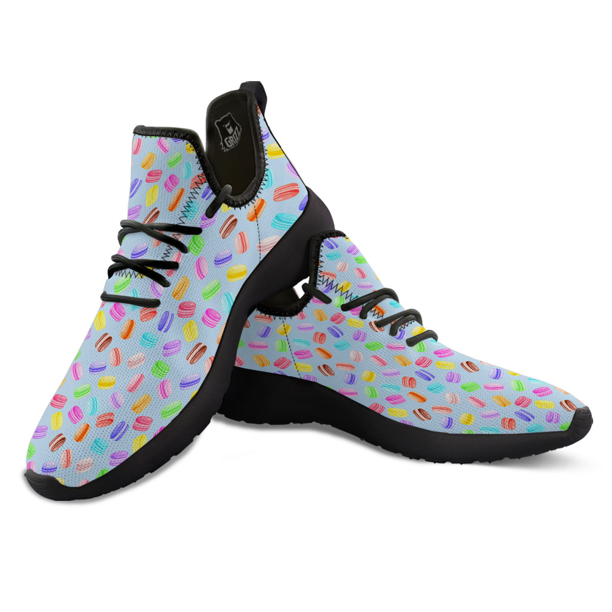 Macarons Colorful Print Pattern Black Athletic Shoes-grizzshop