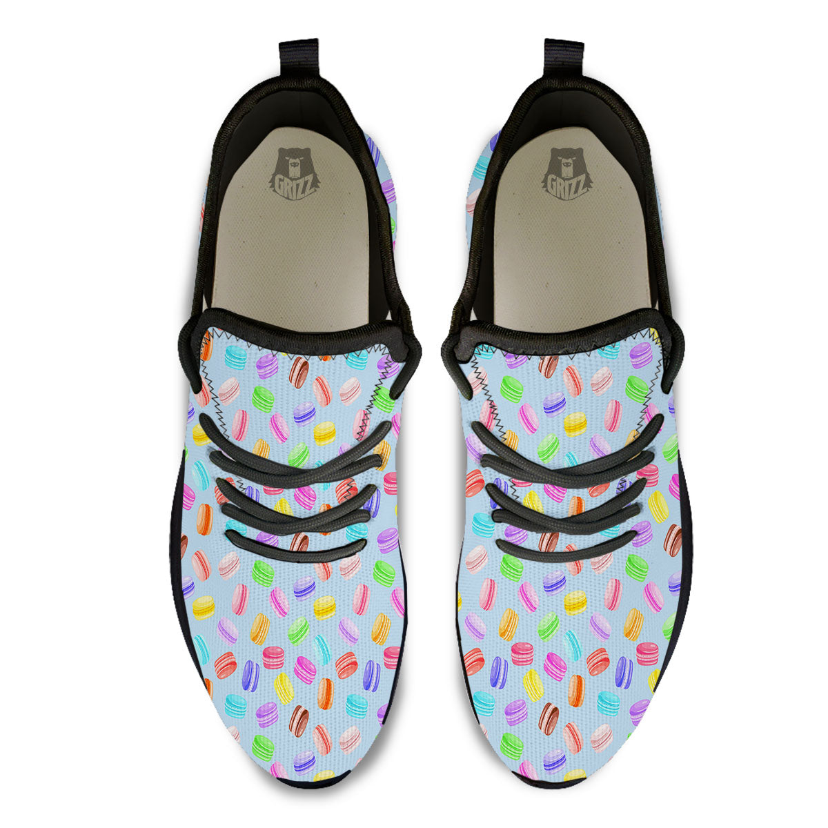 Macarons Colorful Print Pattern Black Athletic Shoes-grizzshop
