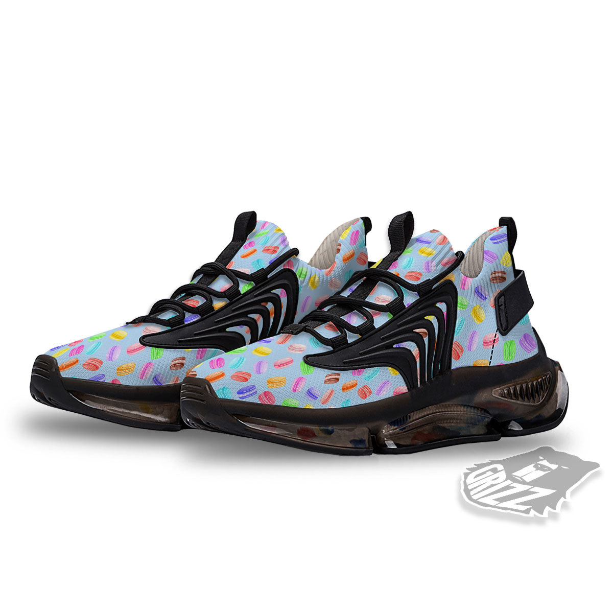Macarons Colorful Print Pattern Black Gym Shoes-grizzshop