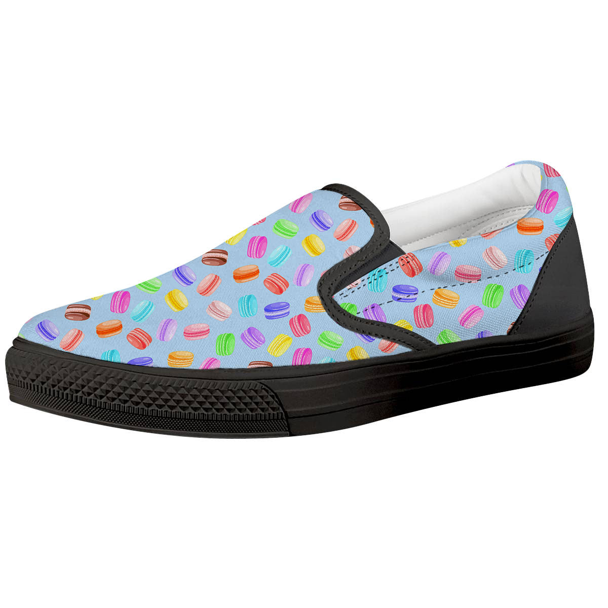 Macarons Colorful Print Pattern Black Slip On Shoes-grizzshop