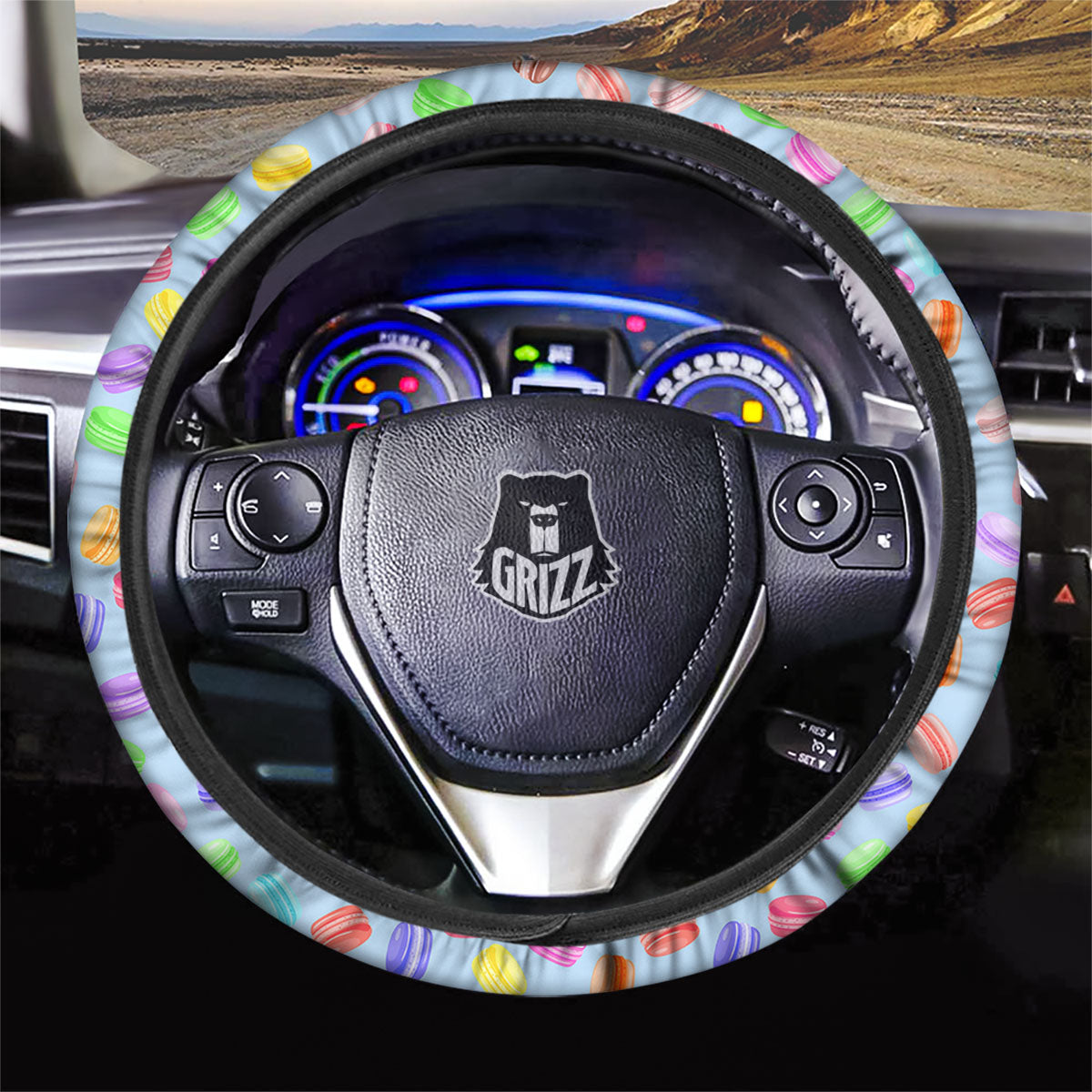 Macarons Colorful Print Pattern Car Steering Wheel Cover-grizzshop