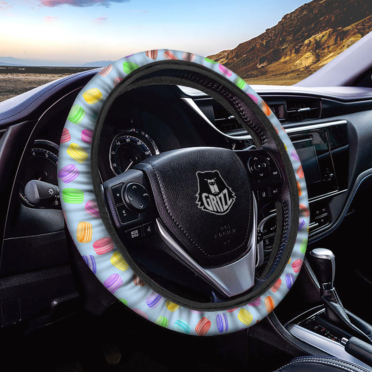 Macarons Colorful Print Pattern Car Steering Wheel Cover-grizzshop