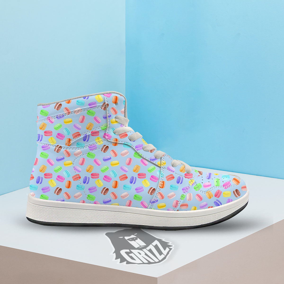 Macarons Colorful Print Pattern High Top Sneakers-grizzshop