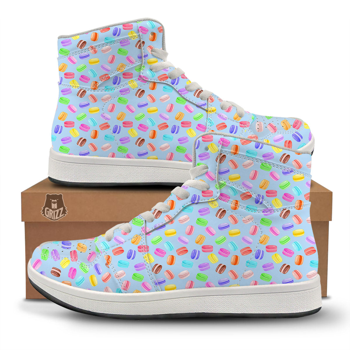 Macarons Colorful Print Pattern High Top Sneakers-grizzshop