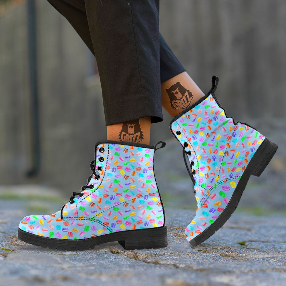 Macarons Colorful Print Pattern Leather Boots-grizzshop