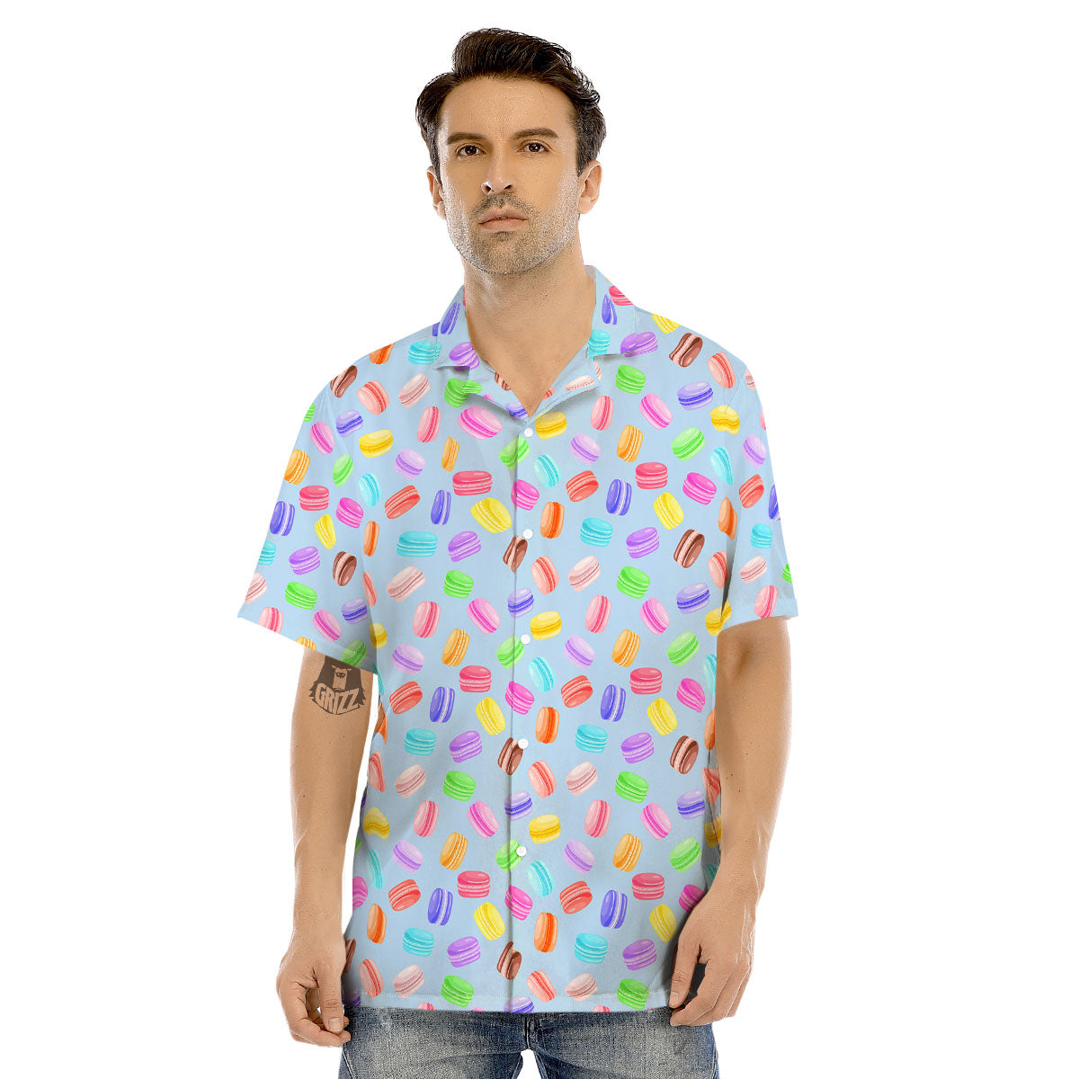 Macarons Colorful Print Pattern Men's Hawaiian Shirt-grizzshop