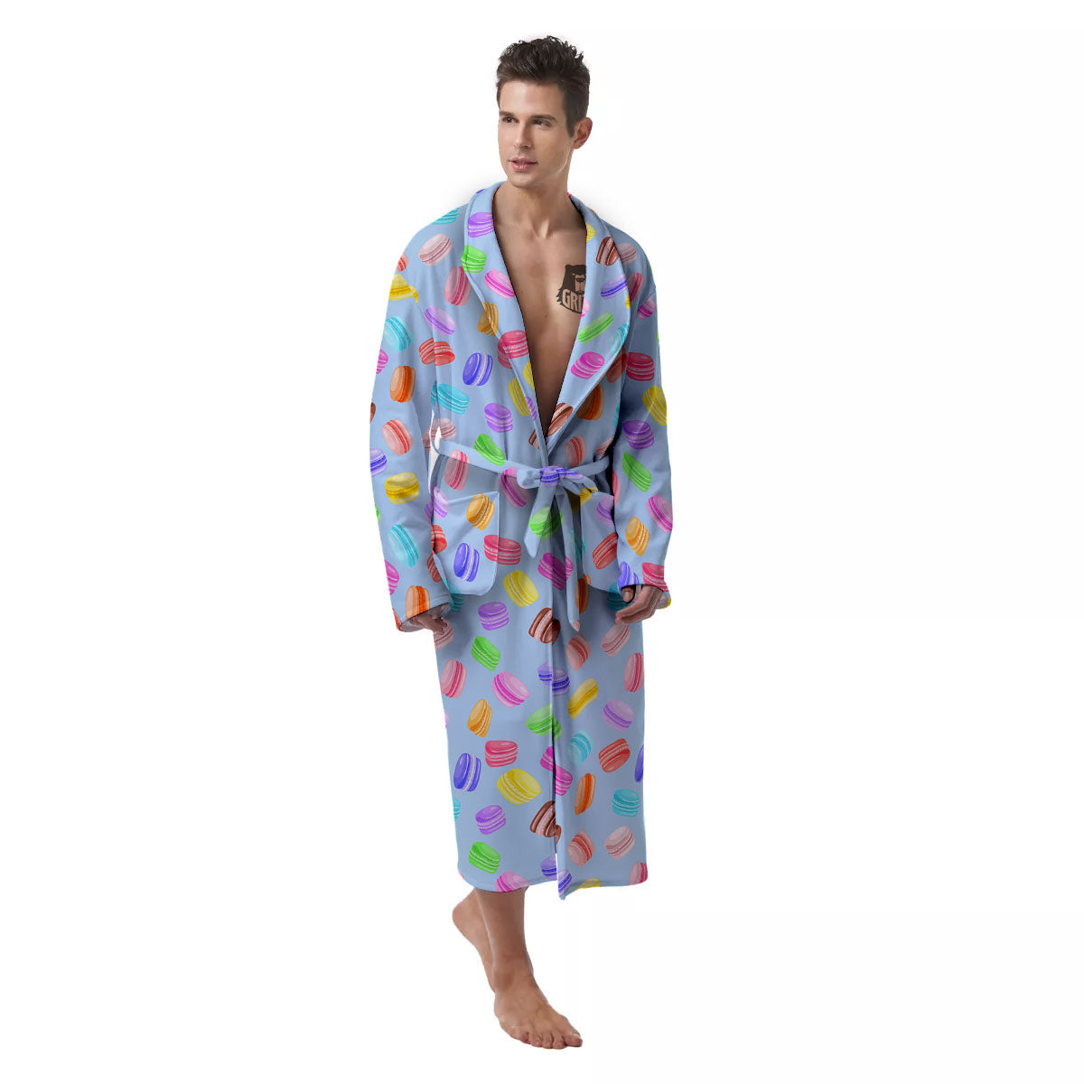 Macarons Colorful Print Pattern Men's Robe-grizzshop
