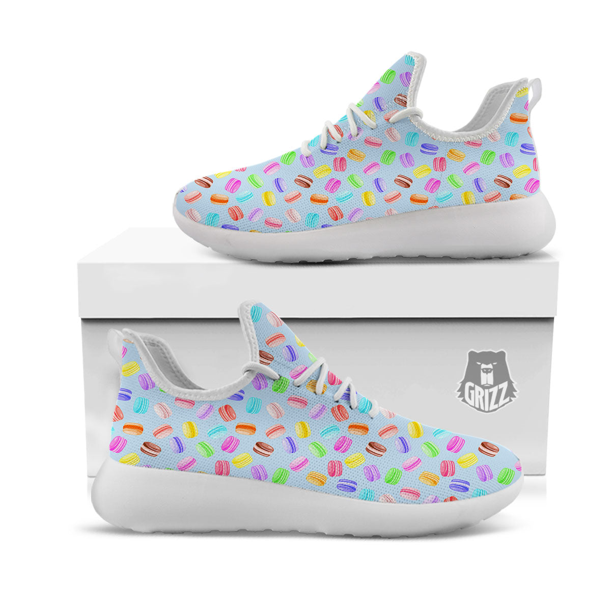 Macarons Colorful Print Pattern White Athletic Shoes-grizzshop