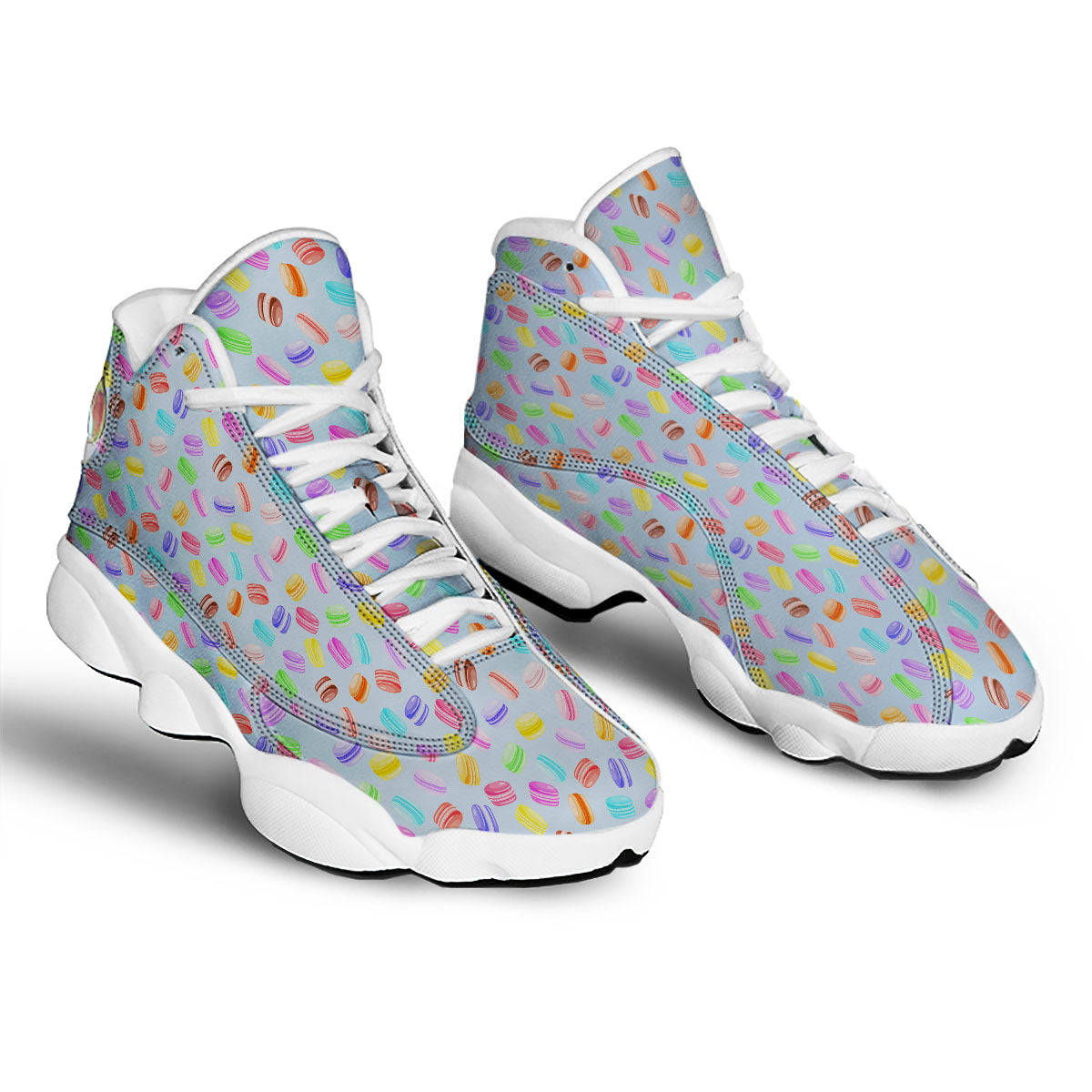 Macarons Colorful Print Pattern White Basketball Shoes-grizzshop