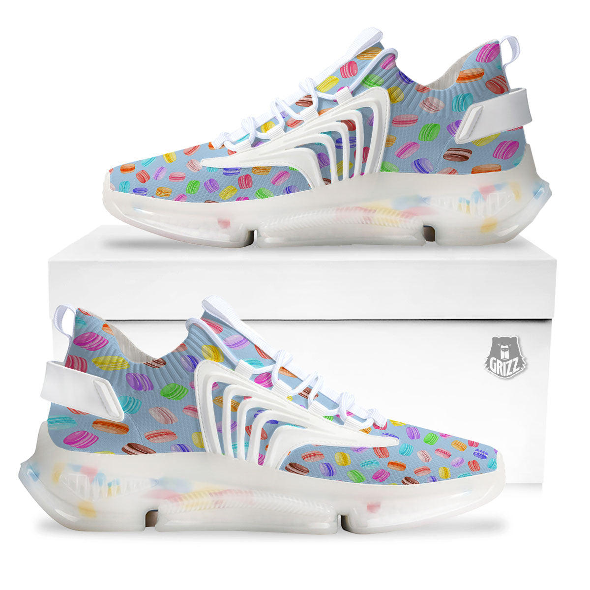 Macarons Colorful Print Pattern White Gym Shoes-grizzshop