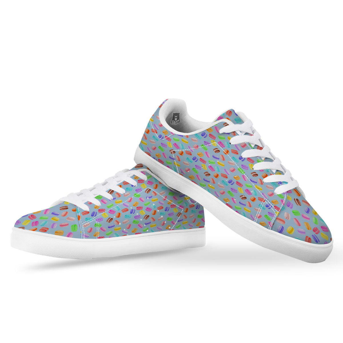 Macarons Colorful Print Pattern White Low Top Sneakers-grizzshop