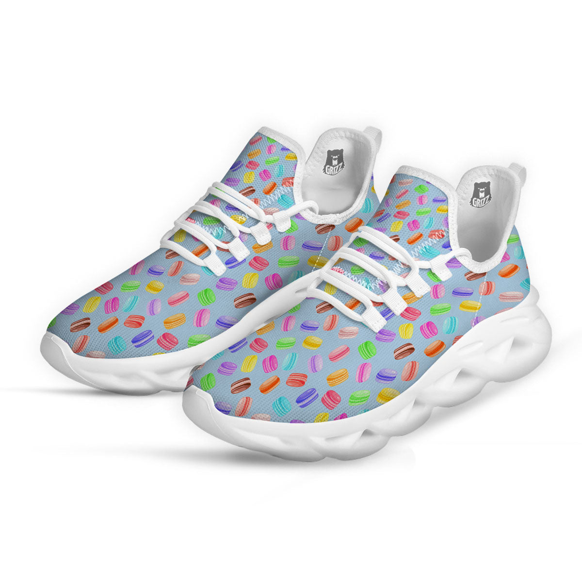Macarons Colorful Print Pattern White Running Shoes-grizzshop