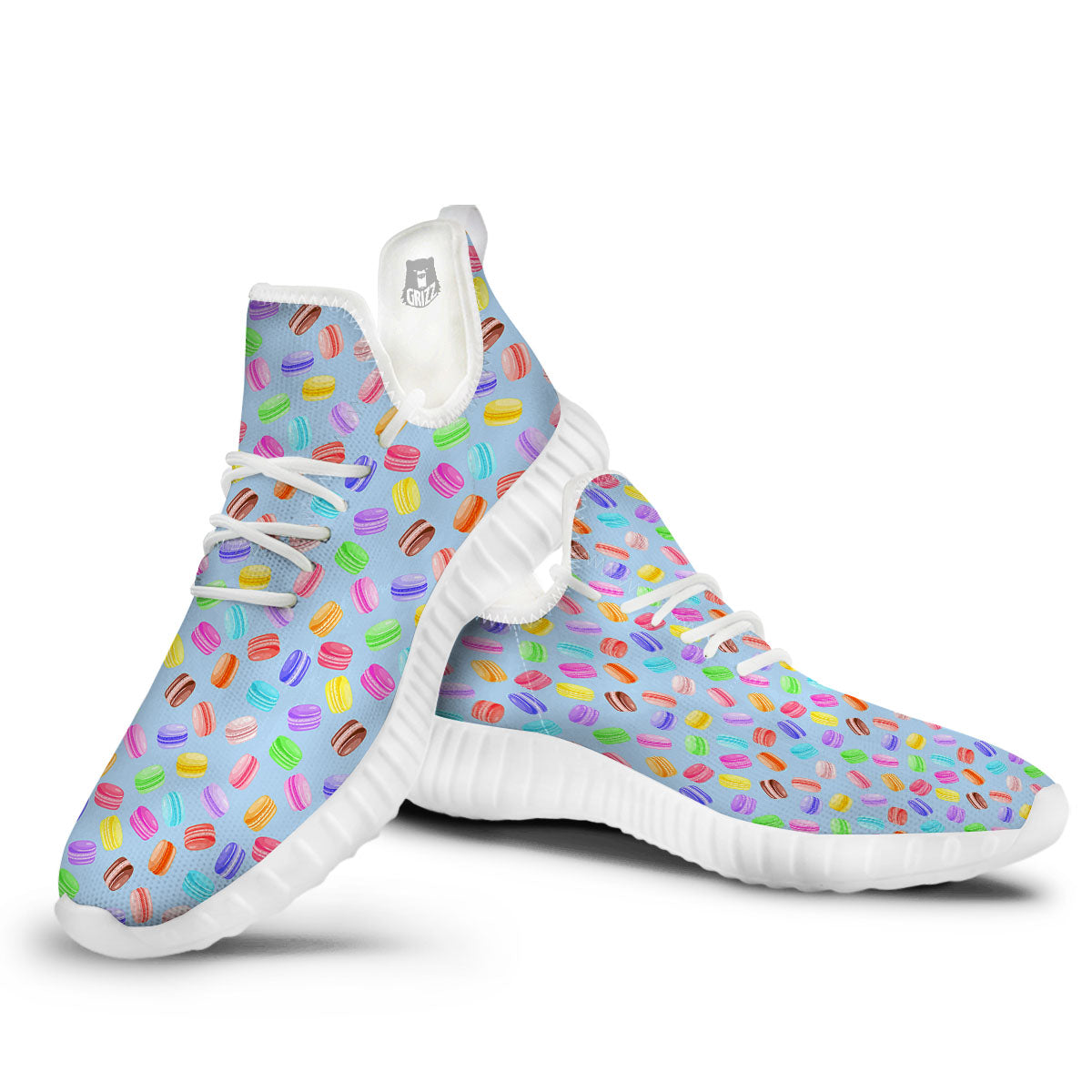 Macarons Colorful Print Pattern White Walking Shoes-grizzshop