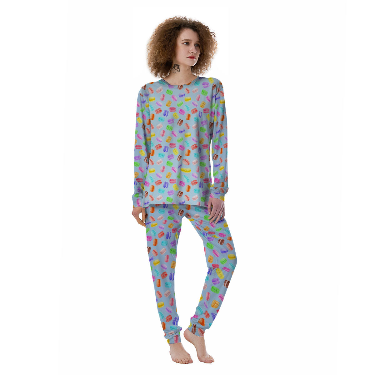 Macarons Colorful Print Pattern Women's Pajamas-grizzshop