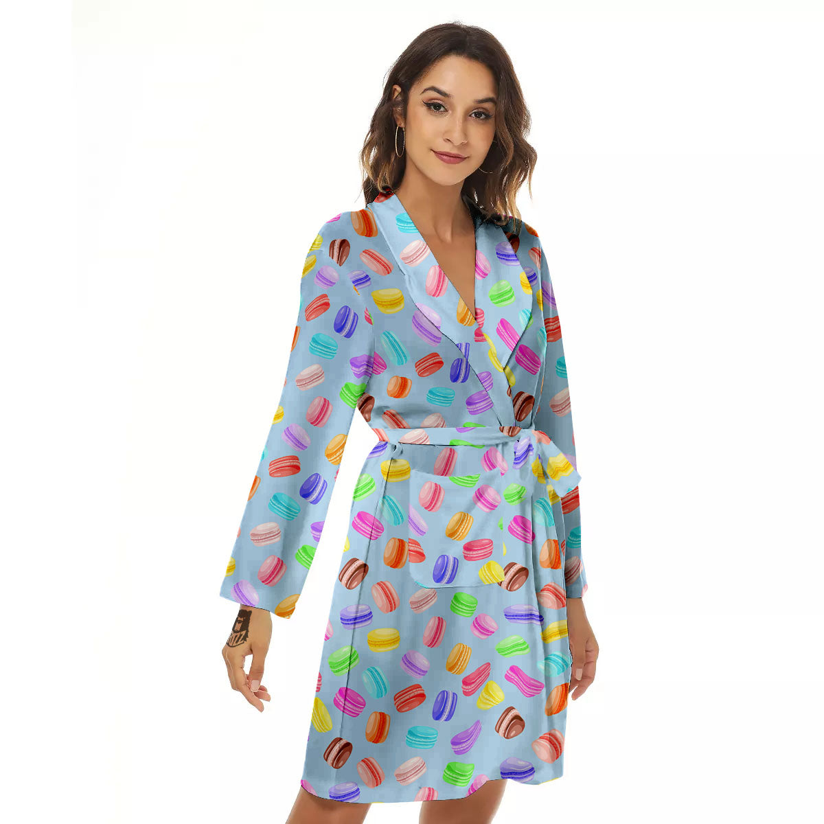 Macarons Colorful Print Pattern Women's Robe-grizzshop