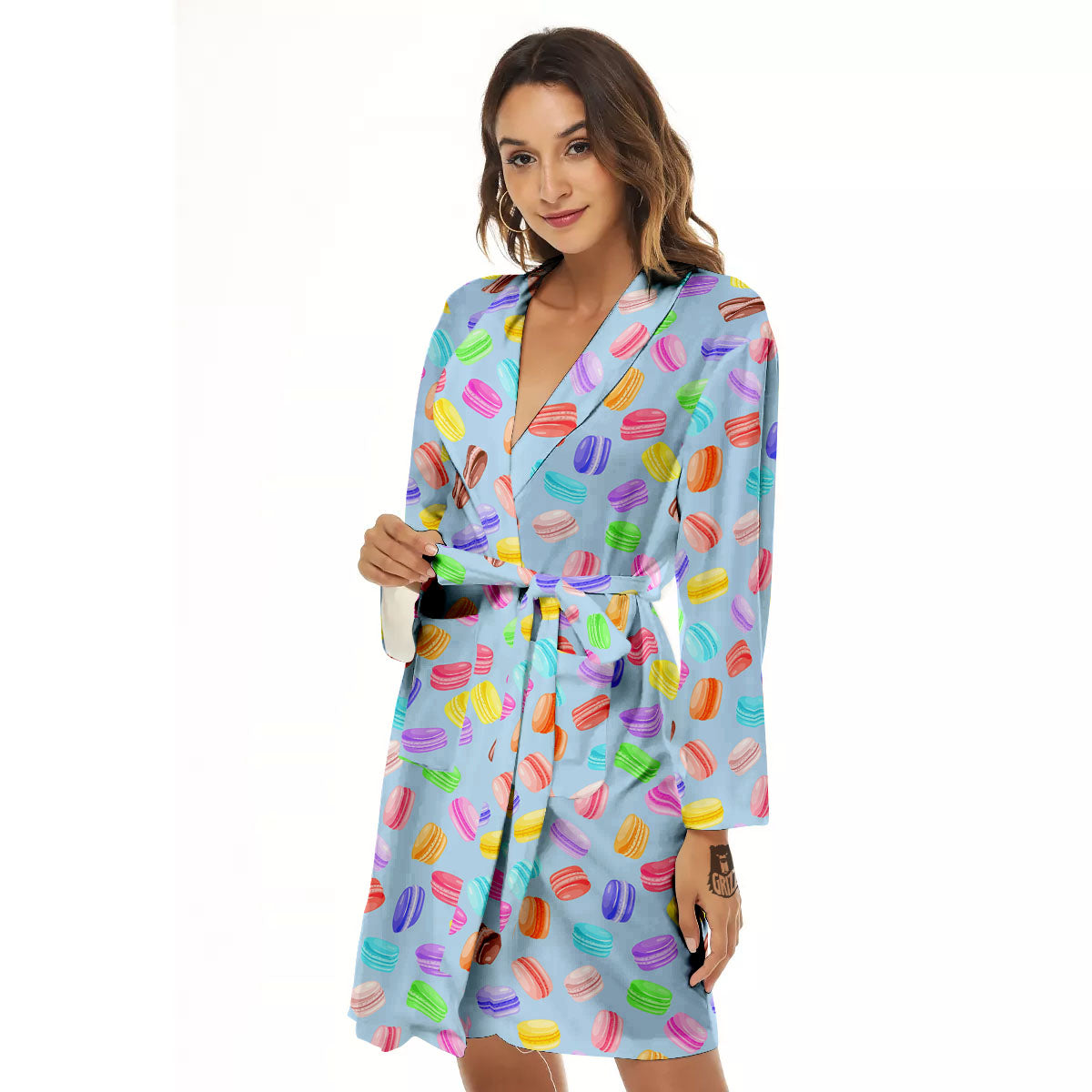 Macarons Colorful Print Pattern Women's Robe-grizzshop