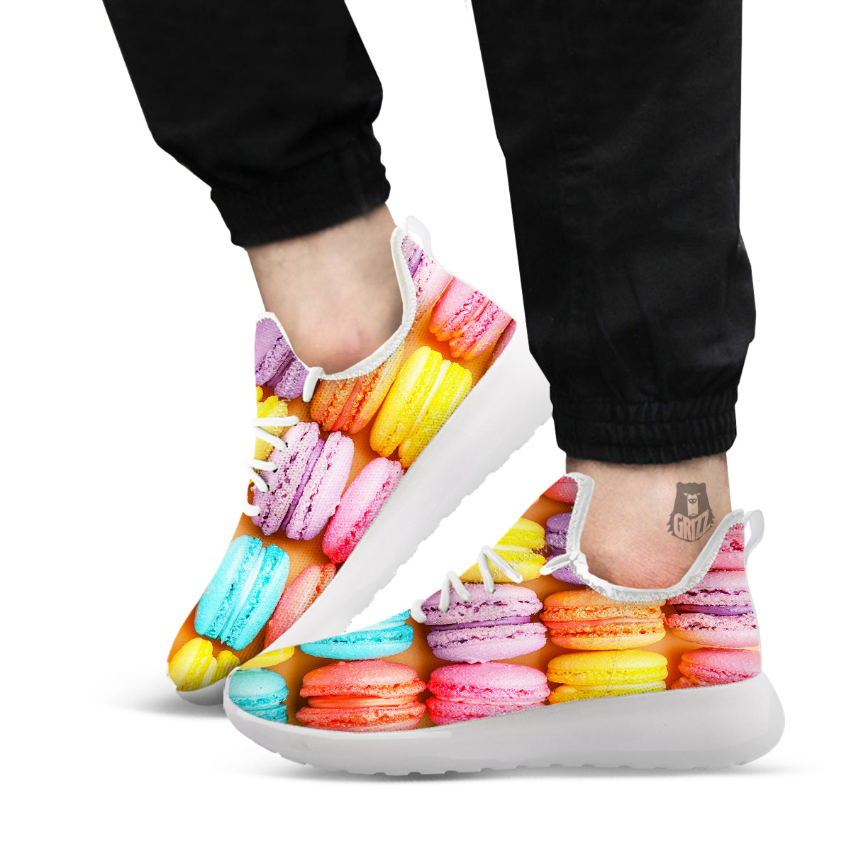 Macarons Colorful Print White Athletic Shoes-grizzshop