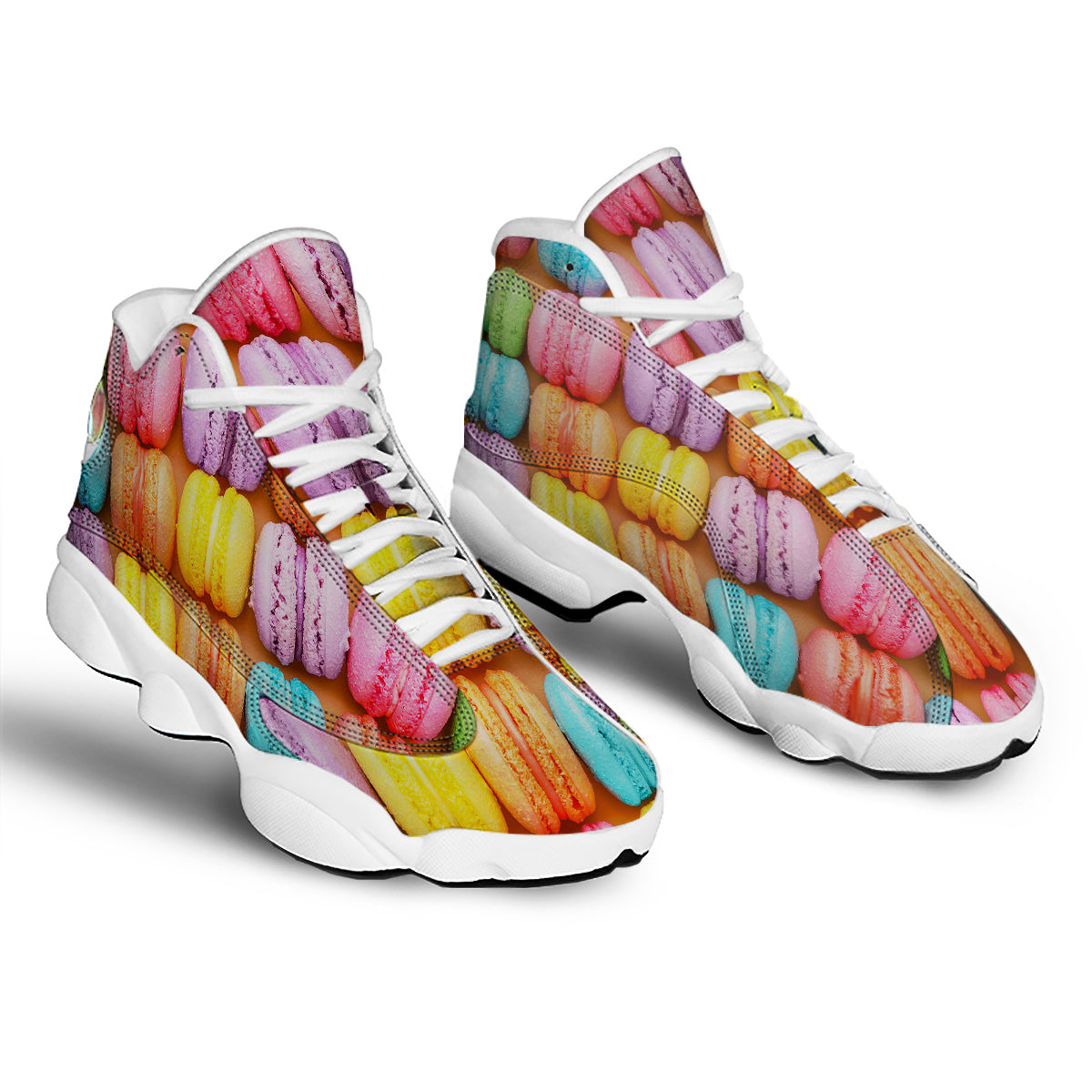 Macarons Colorful Print White Basketball Shoes-grizzshop