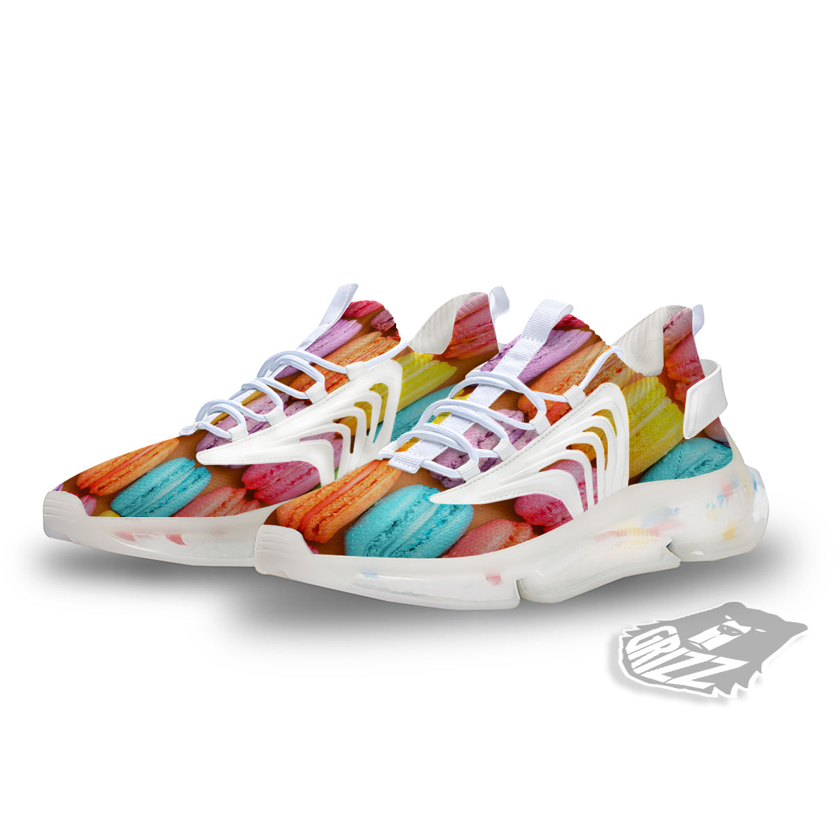 Macarons Colorful Print White Gym Shoes-grizzshop