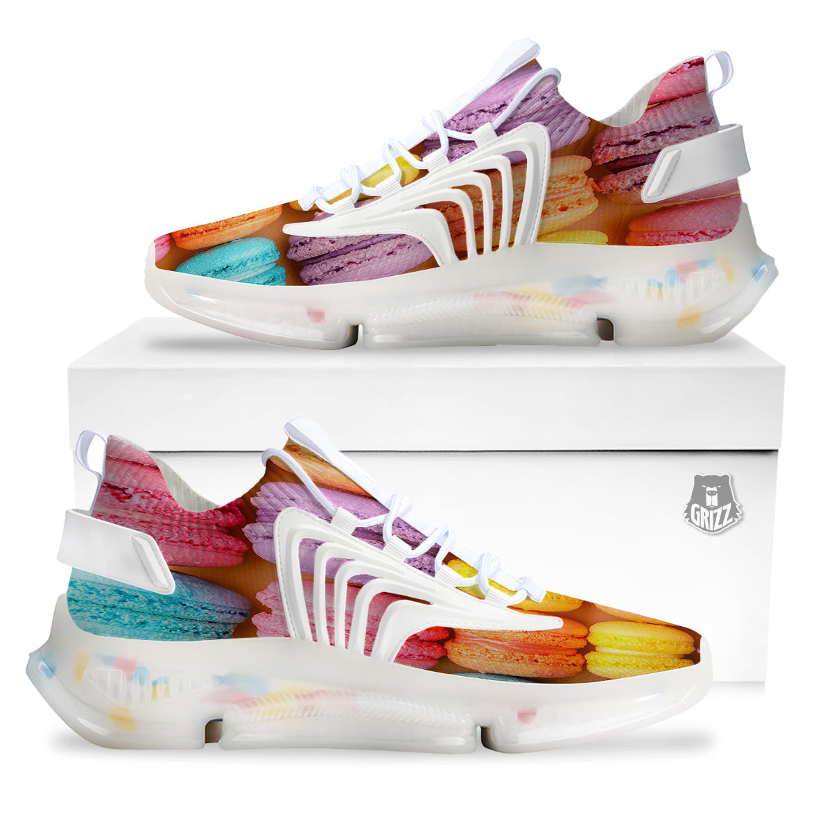 Macarons Colorful Print White Gym Shoes-grizzshop