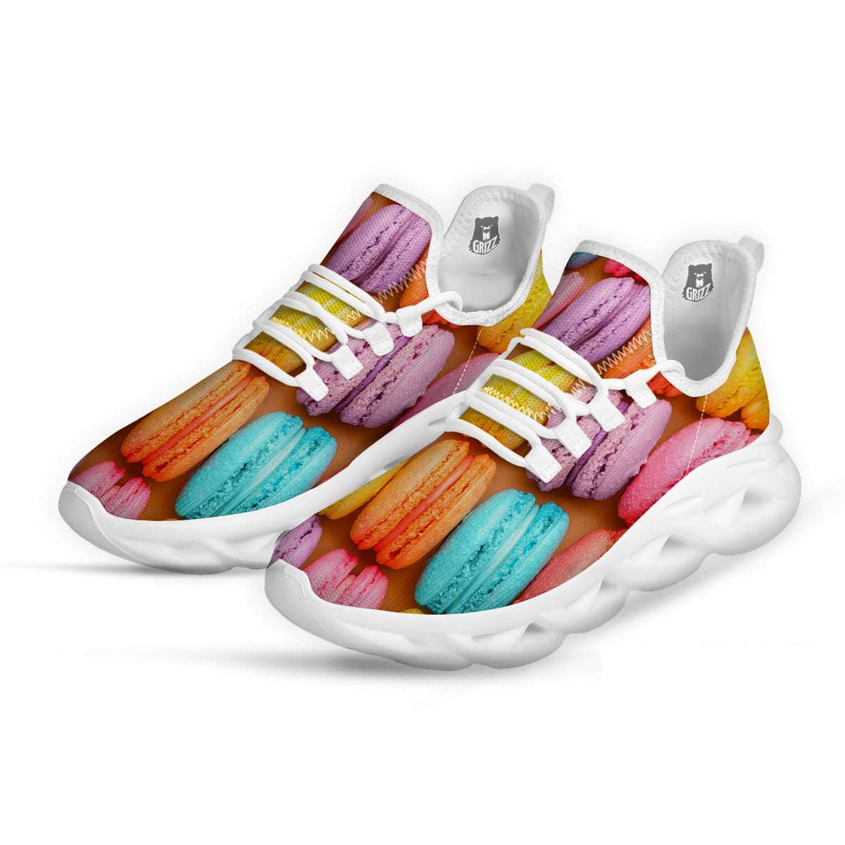 Macarons Colorful Print White Running Shoes-grizzshop