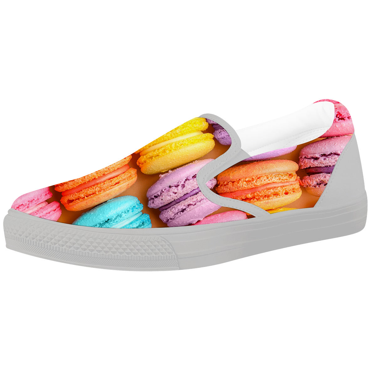 Macarons Colorful Print White Slip On Shoes-grizzshop