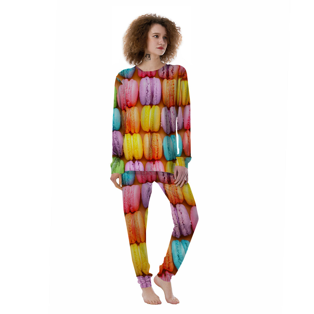 Macarons Colorful Print Women's Pajamas-grizzshop