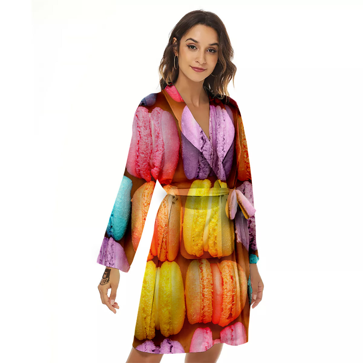Macarons Colorful Print Women's Robe-grizzshop