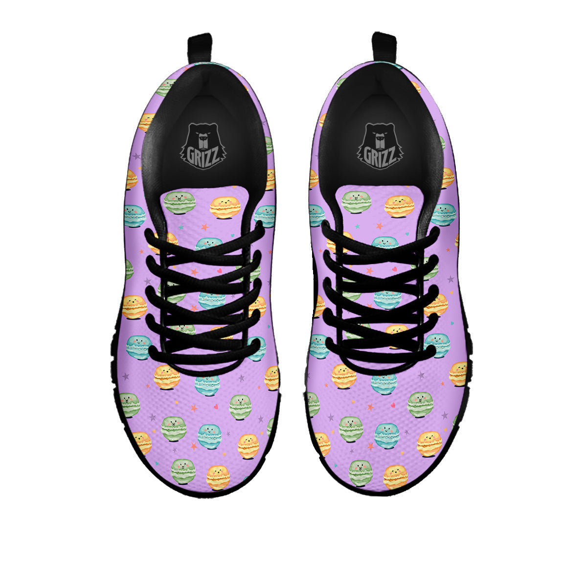 Macarons Cute Print Pattern Black Sneaker-grizzshop