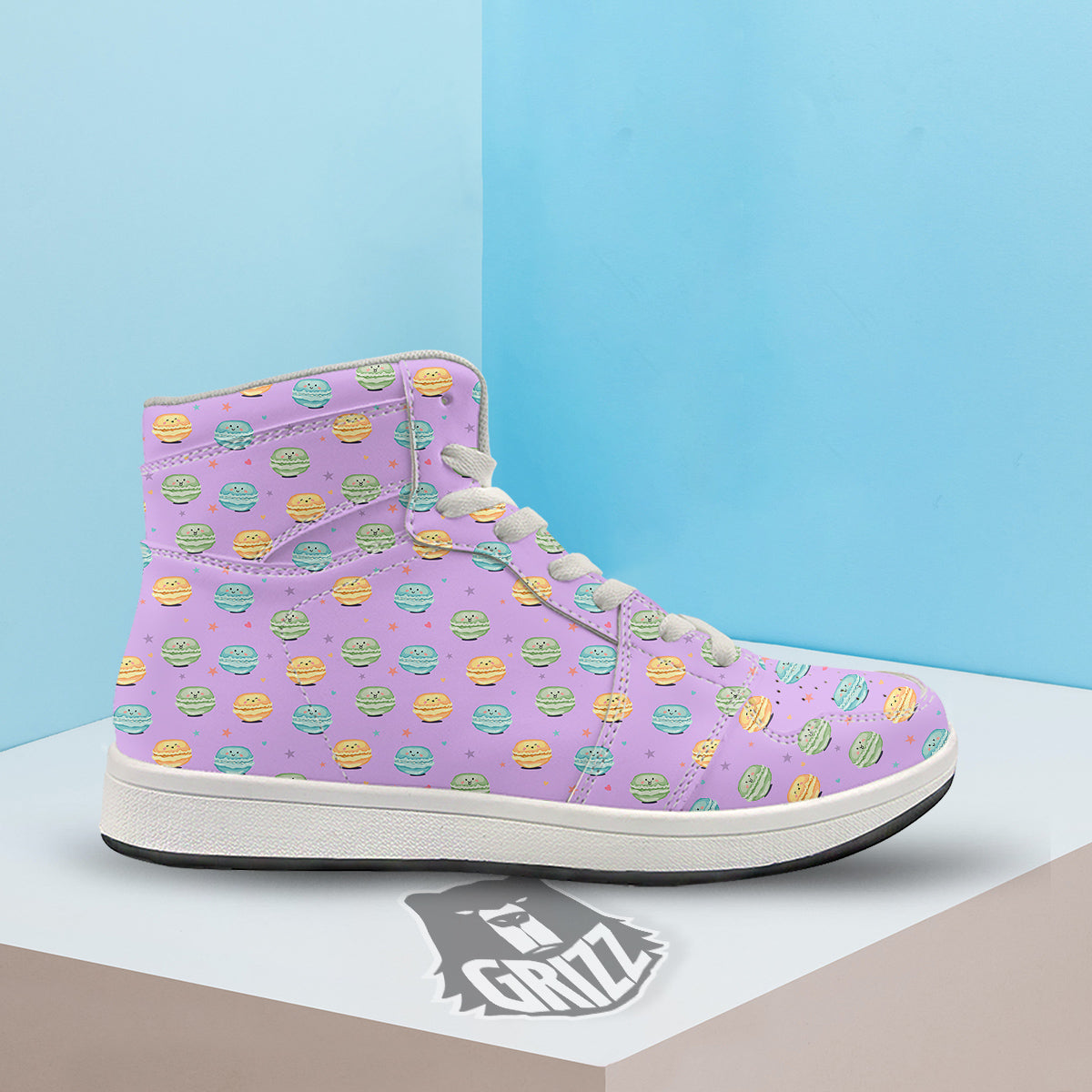 Macarons Cute Print Pattern High Top Sneakers-grizzshop