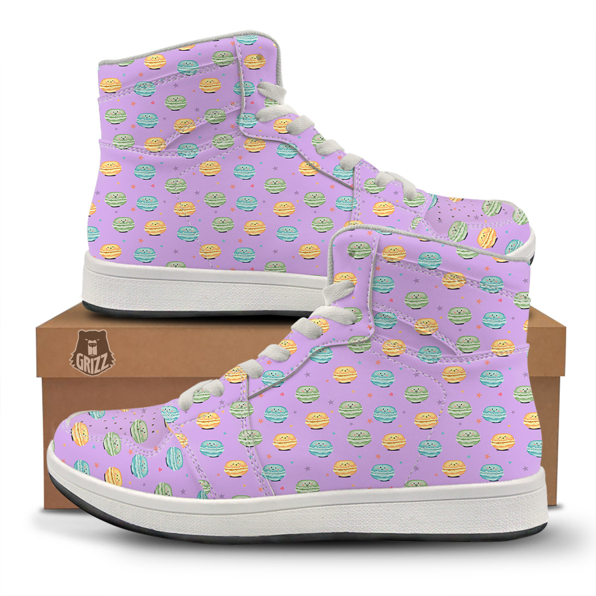 Macarons Cute Print Pattern High Top Sneakers-grizzshop