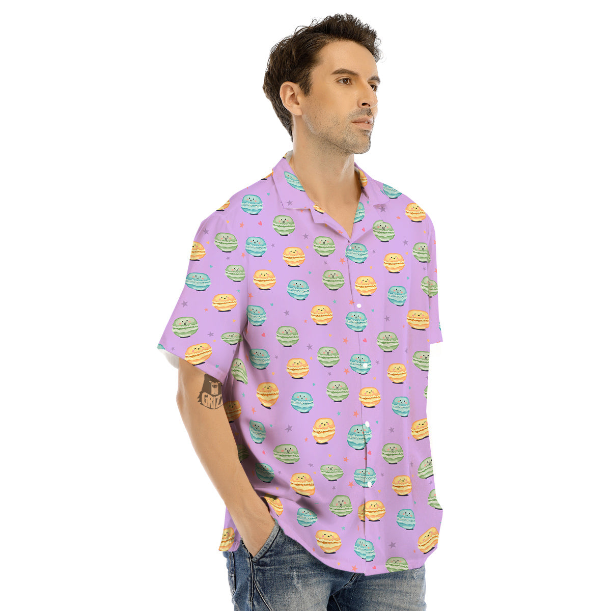 Macarons Cute Print Pattern Men's Hawaiian Shirt-grizzshop