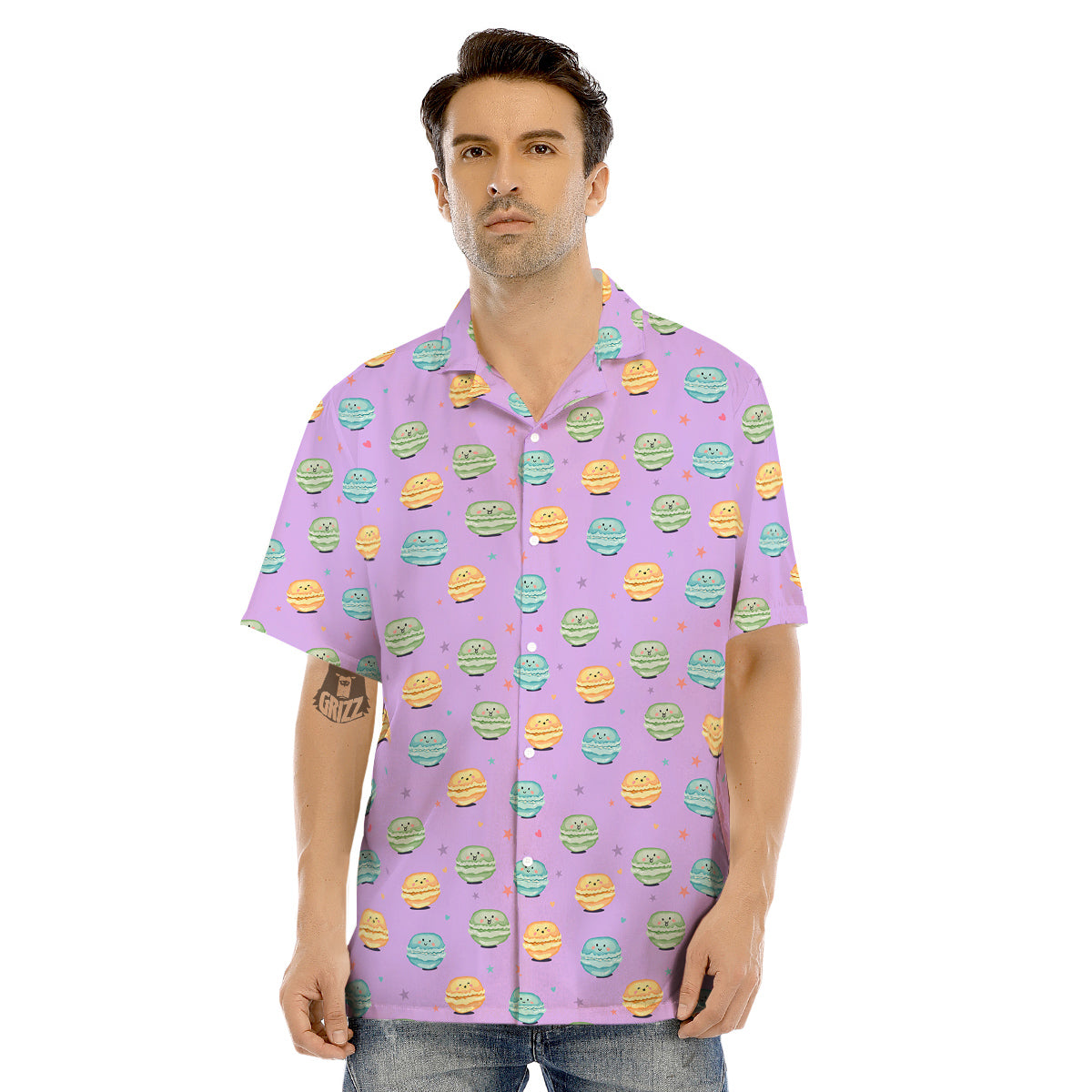 Macarons Cute Print Pattern Men's Hawaiian Shirt-grizzshop