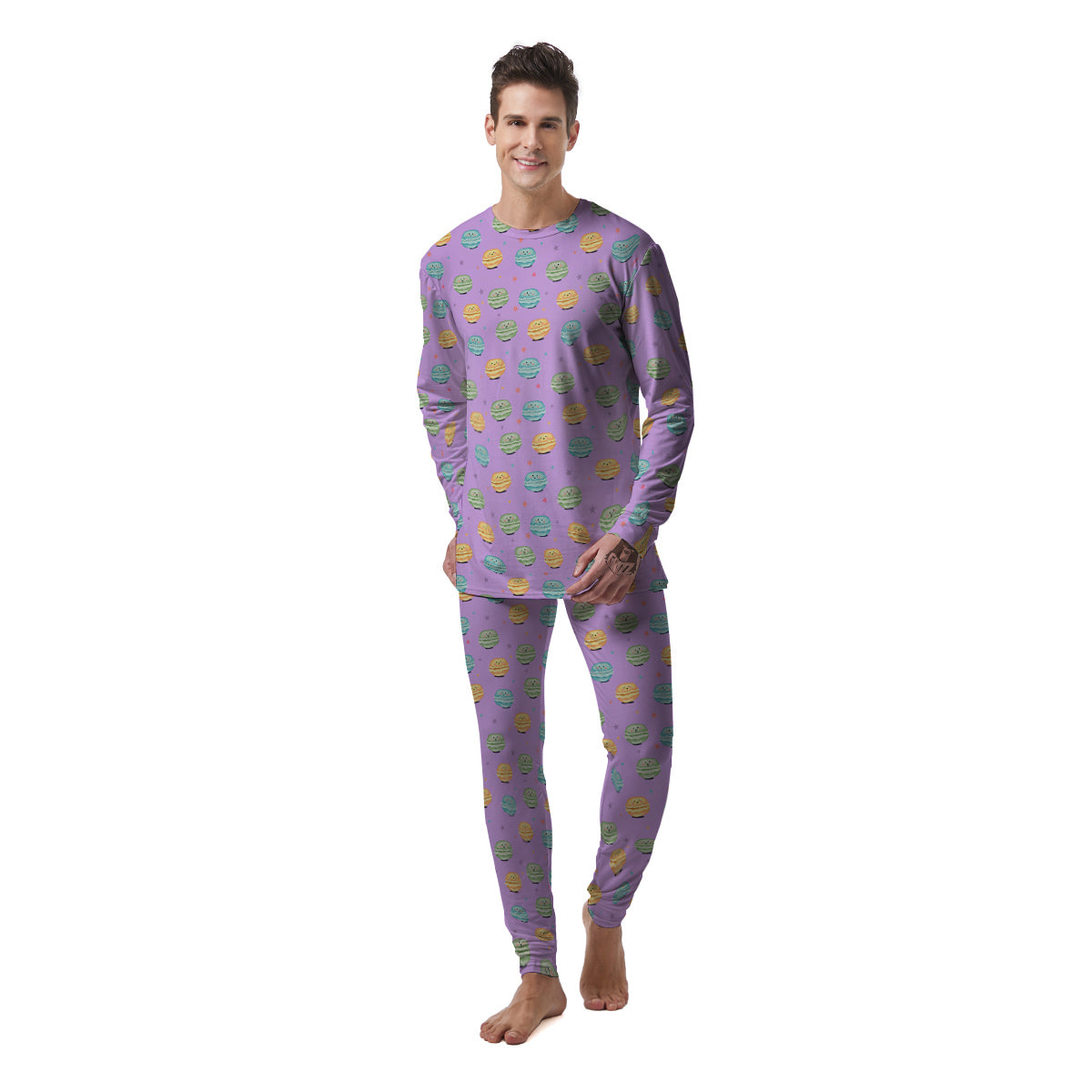 Macarons Cute Print Pattern Men's Pajamas-grizzshop