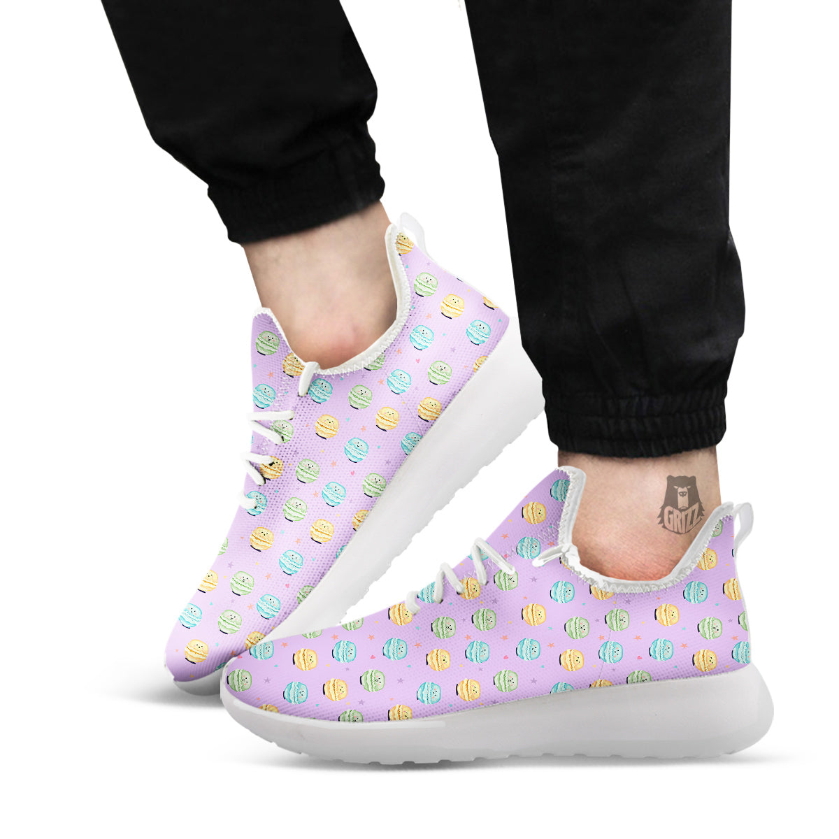 Macarons Cute Print Pattern White Athletic Shoes-grizzshop