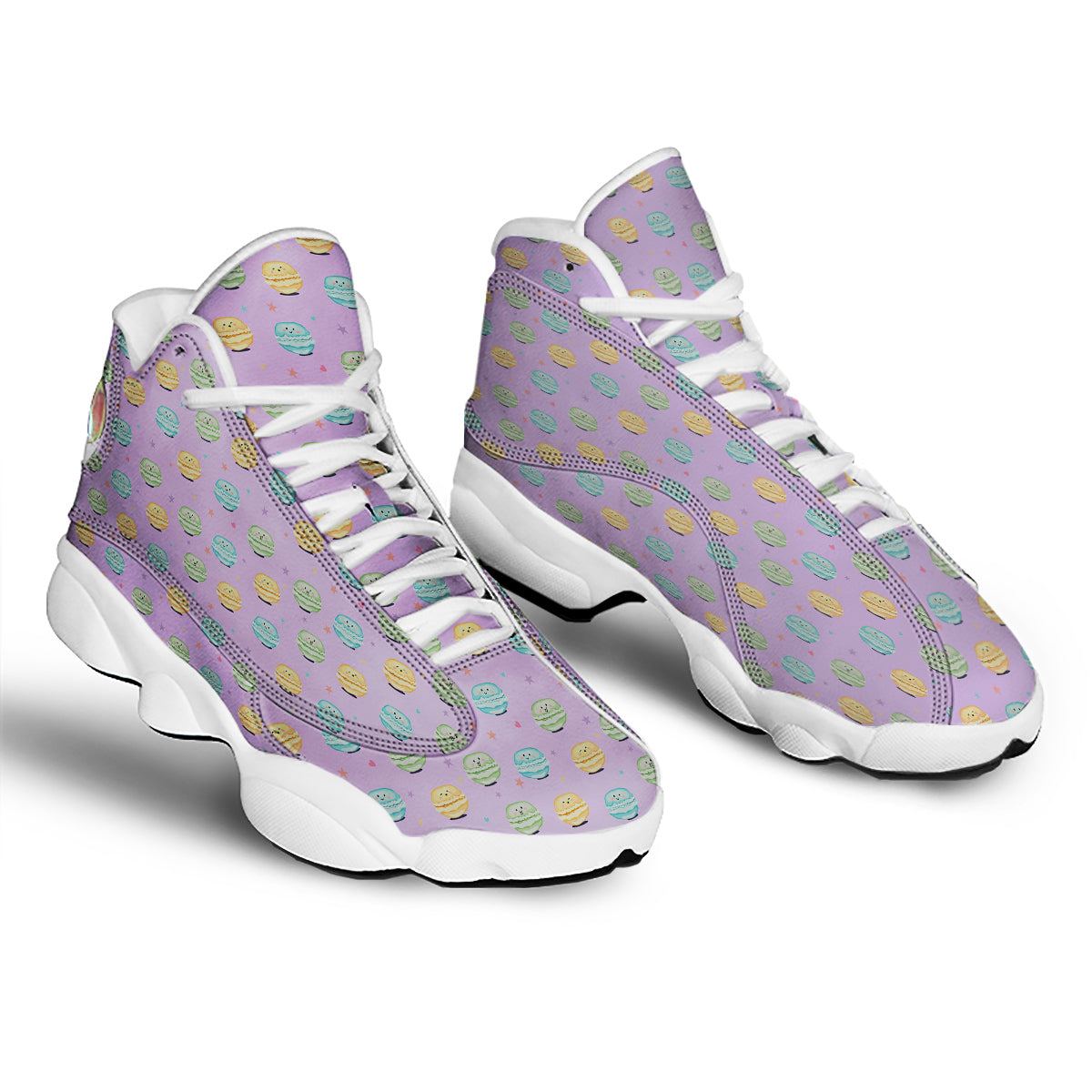 Macarons Cute Print Pattern White Basketball Shoes-grizzshop